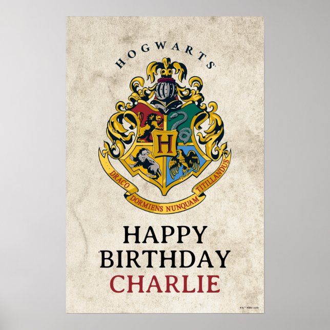 Póster Harry Potter Hogwarts Crest Cumpleaños (Frente)