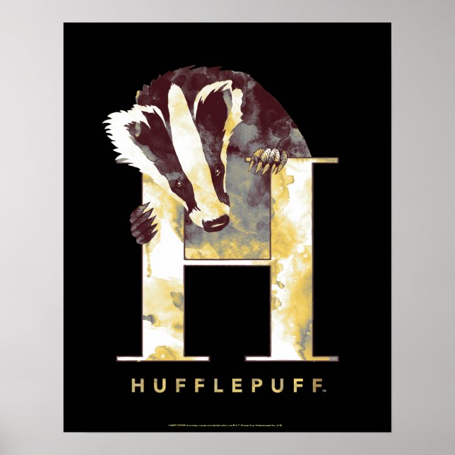 Póster Harry Potter | HUFFLEPUFF™ Tejón Acuarela (Frente)