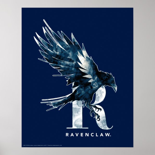 Póster Harry Potter | RAVENCLAW™ Raven acuarela (Frente)