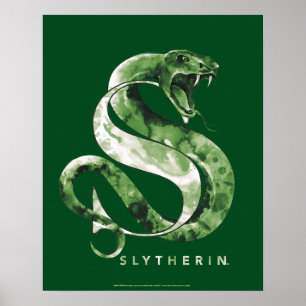 Póster Harry Potter   SLYTHERIN™ Serpiente Acuarela