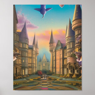 Póster Harry Potter Y La Belleza De Los Hogwarts