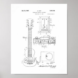 Póster Hart Electric Guitar Pickup Patent