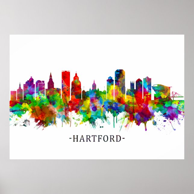 Póster Hartford Connecticut Skyline (Frente)
