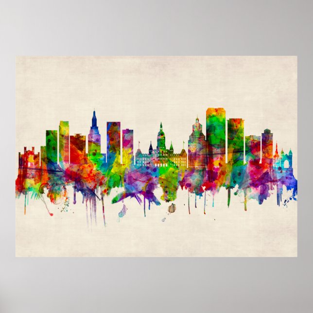 Póster Hartford Connecticut Skyline (Frente)