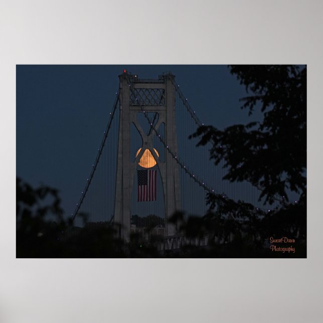 Póster Harvest Moonrise sobre el Poster de la bandera de  (Frente)