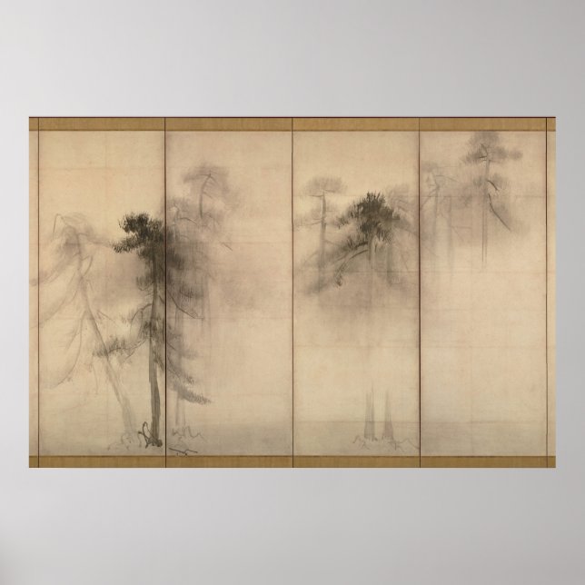 Póster Hasegawa Tohaku Pine Trees 16.º japonés (Frente)
