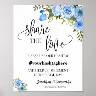 Póster Hashtag de compartir el amor Boda Ducha Nupcial Az