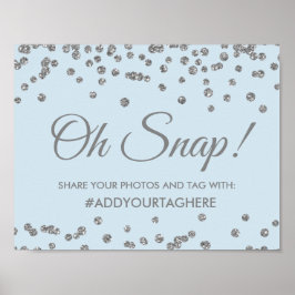 Póster Hashtag Rótulo Silver Faux Purpurina Confetti Ice 