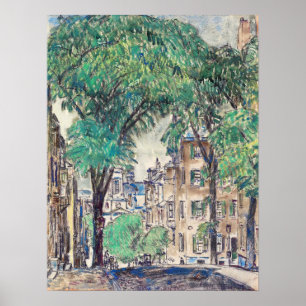 Póster Hassam - Calle Mount Vernon Boston 1919