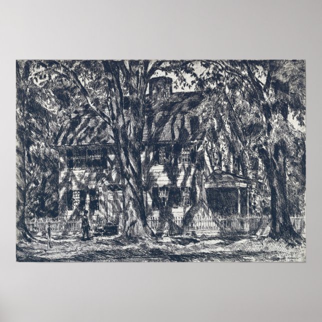 Póster Hassam - Casa Lion Gardiner Easthampton (Frente)
