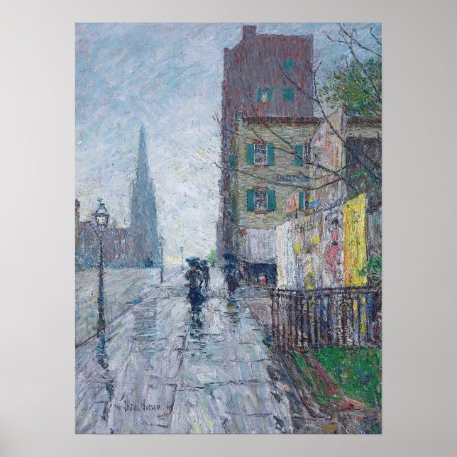 Póster Hassam - Día lluvioso 1890 (Frente)
