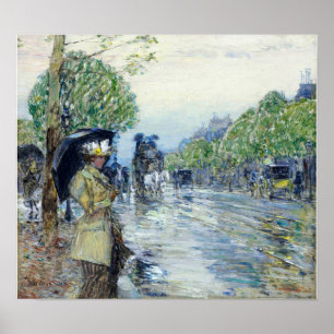 Póster Hassam - Día lluvioso. En la avenida 1893