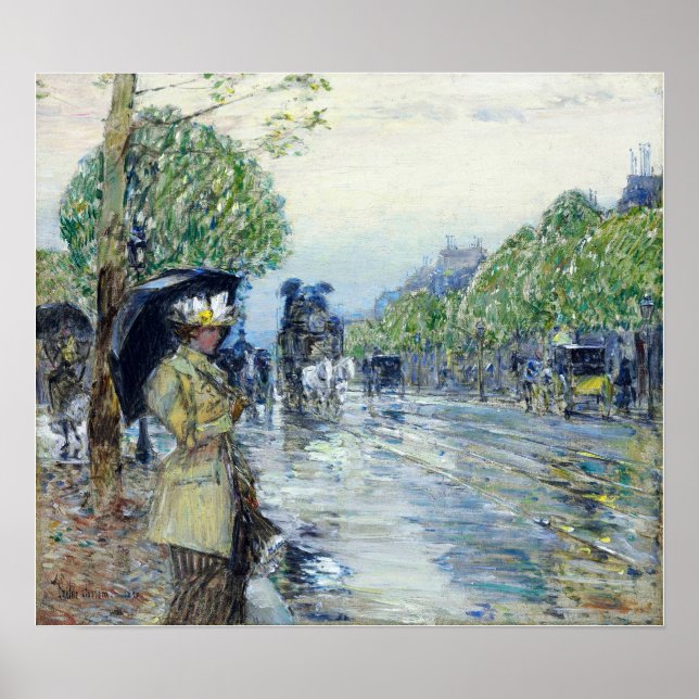 Póster Hassam - Día lluvioso. En la avenida 1893 (Frente)