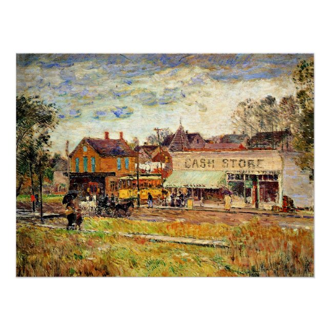 Póster Hassam - End of the Trolley Line, Oak Park, IL (Anverso)