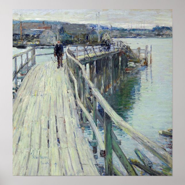Póster Hassam - Escena del muelle Gloucester 1894 (Frente)