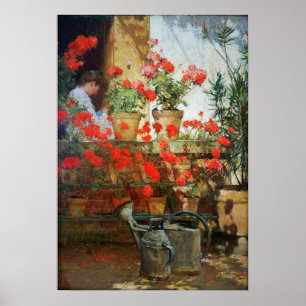 Póster Hassam - Geranios 1888