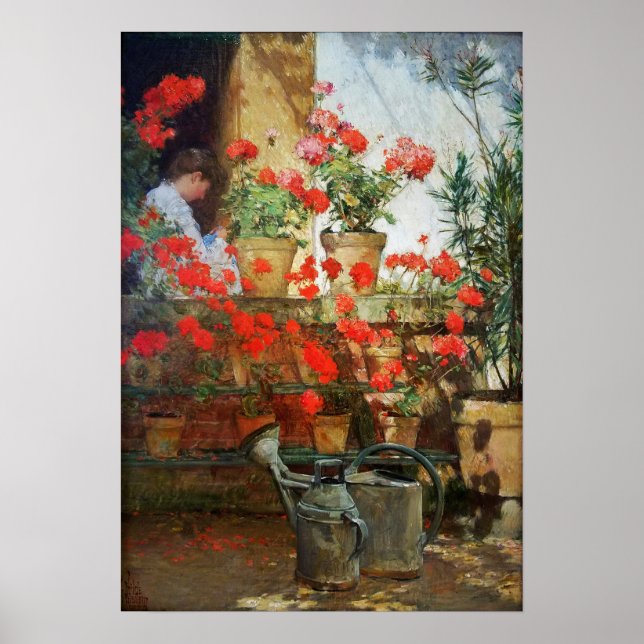 Póster Hassam - Geraniums 1888 (Frente)