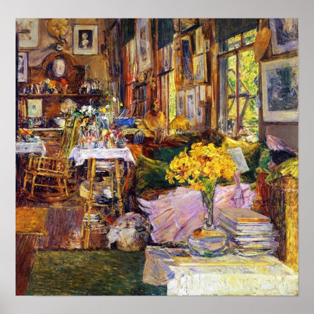 Póster Hassam - Habitación De Flores, 1894 (Frente)