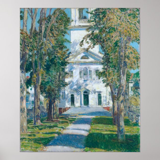 Póster Hassam - Iglesia De Gloucester 1918 (Frente)