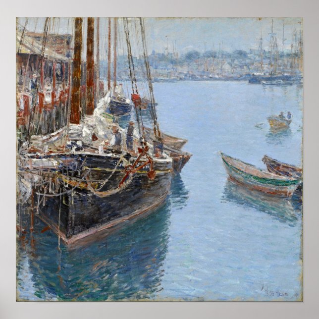 Póster Hassam - Mackerel Schooner Gloucester 1890 (Frente)