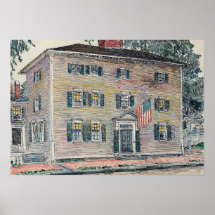 Póster Hassam - Mansión Frame New Hampshire 1917