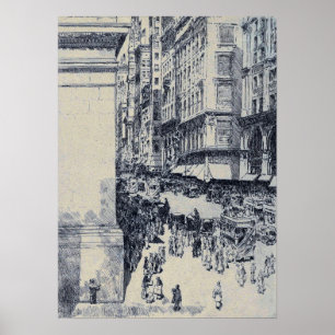 Póster Hassam - Mediodía en la Quinta Avenida