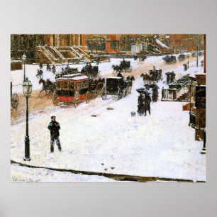 Póster Hassam - Quinta Avenida en Invierno
