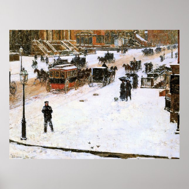 Póster Hassam - Quinta Avenida en Invierno (Frente)