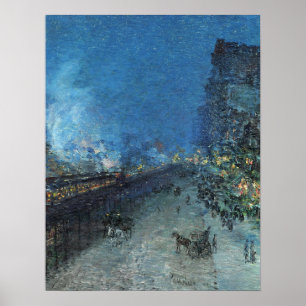 Póster Hassam - Sexta Avenida El Nocturne (El New York) .