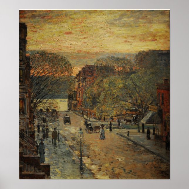 Póster Hassam - Spring On West 78th Street 1905 (Frente)