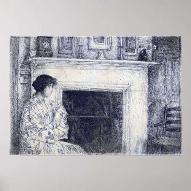Póster Hassam - The White Mantel (Holley House Cos Cob) (Frente)