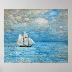 Póster Hassam - Vela En Mares Tranquilos 1900
