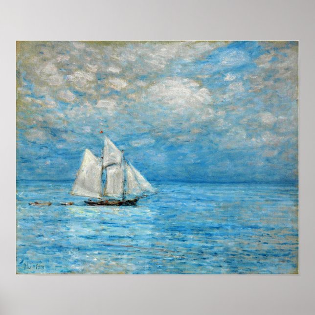 Póster Hassam - Vela En Mares Tranquilos 1900 (Frente)