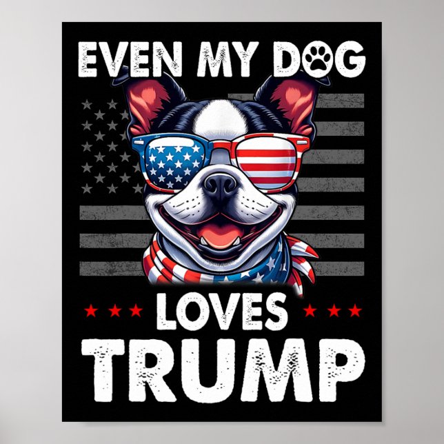Póster Hasta a mi perro le encanta a Trump gracioso (Frente)
