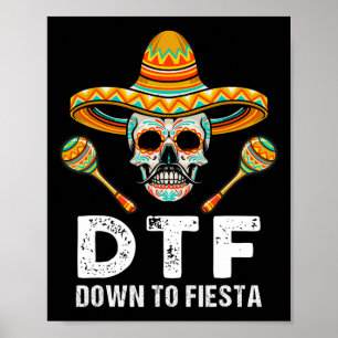 Póster Hasta Fiesta Funny Fiesta Mexicano Skull Funny Cin