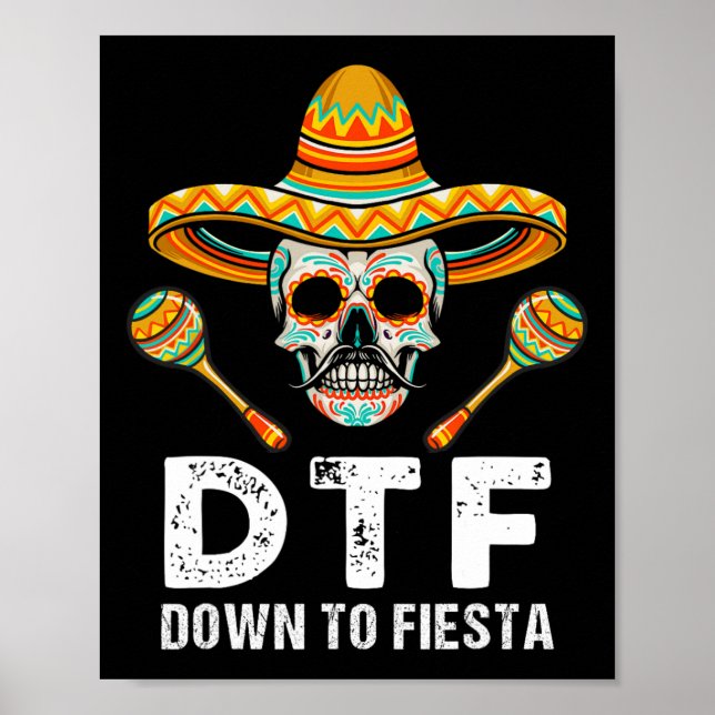 Póster Hasta Fiesta Funny Fiesta Mexicano Skull Funny Cin (Frente)