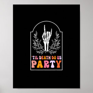 Póster Hasta La Muerte, Fiesta Skeleton Retro Groovy Bach