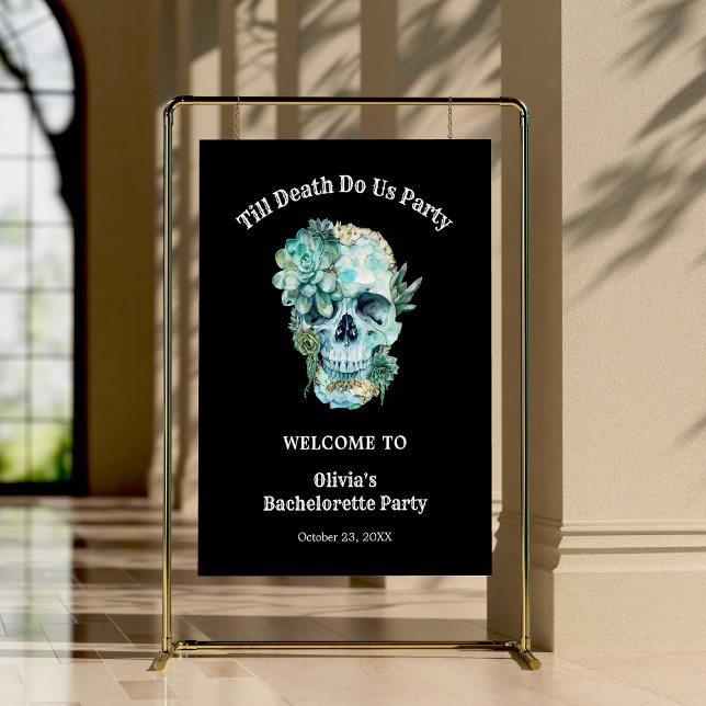 Póster Hasta la muerte nos da la bienvenida la fiesta de  (Till Death Do Us Part Halloween Bachelorette Party Welcome Sign  )