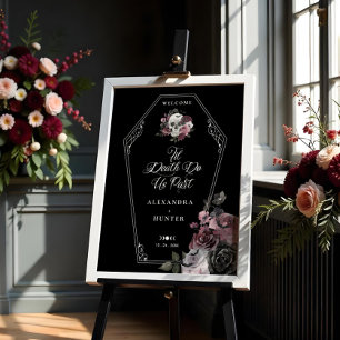 Póster Hasta la muerte nos dividen Halloween Cráneo flora