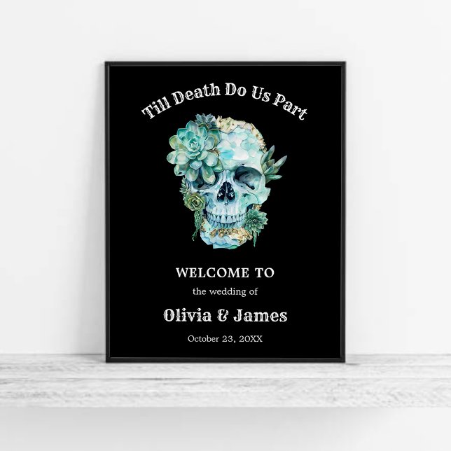 Póster Hasta que la muerte nos haga parte de la bienvenid (Til Death Do Us Part Gothic Halloween Wedding Welcome Sign    )