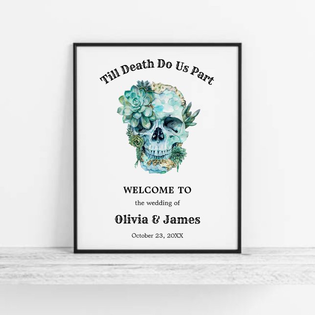 Póster Hasta que la muerte nos haga parte de la bienvenid (Till Death Do Us Part Gothic Halloween Wedding Welcome Sign   )