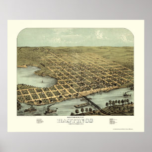 Póster Hastings, mapa panorámico del manganeso - 1867