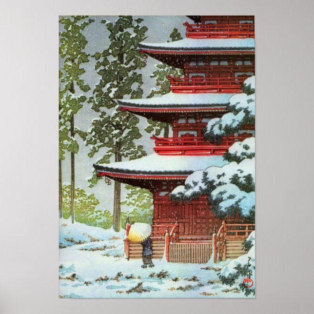Póster Hasui Kawase Winter Scene (Frente)