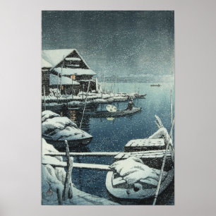 Póster Hasui Kawase Winter Snow Lake Scene Print