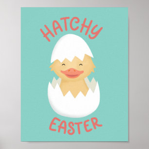 Póster Hatchy Easter linda chica de incubación