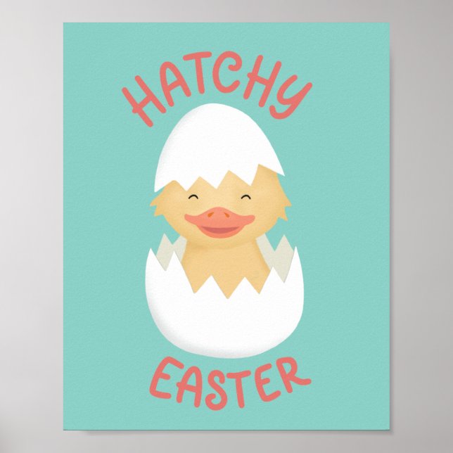 Póster Hatchy Easter linda chica de incubación (Frente)
