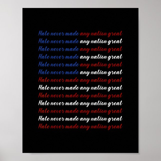 Póster Hate Never Made Any Nation Great 4th Of July  (Frente)