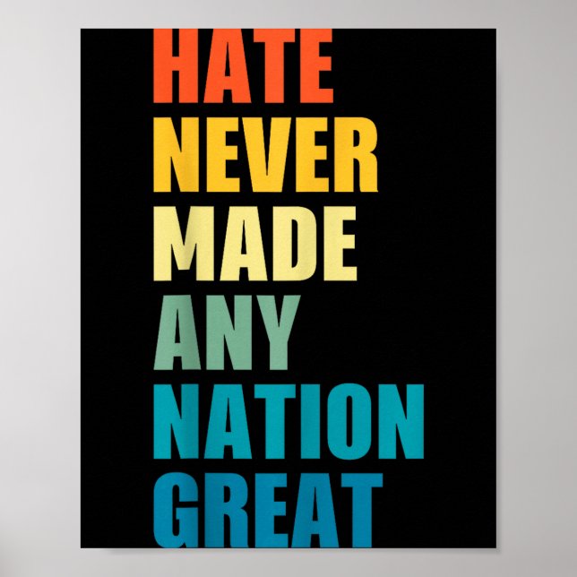 Póster Hate Never Made Any Nation Great Anti-trump 2020 E (Frente)