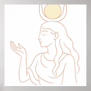 Póster Hathor Diosa Egipcia Poster de Línea Minimalista