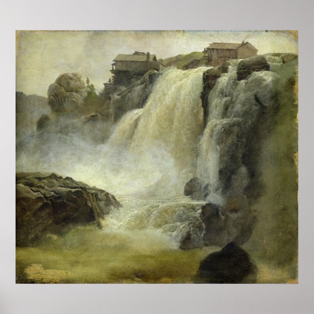 Póster Haugfoss en Noruega, 1827 (Frente)